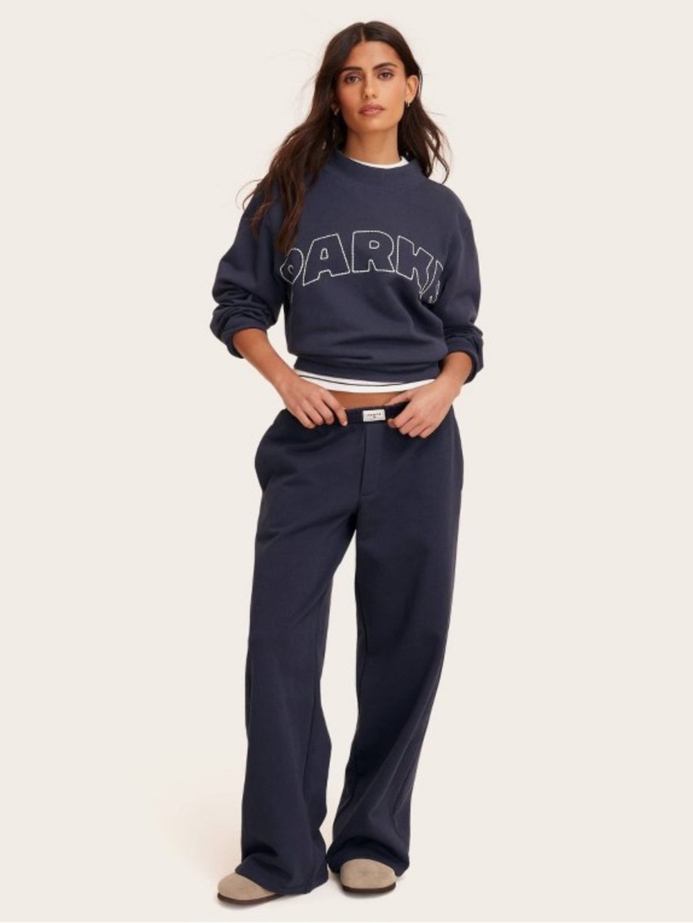 Women's High-Rise Boxer Sweatpants - Parke x Target Navy Blue M